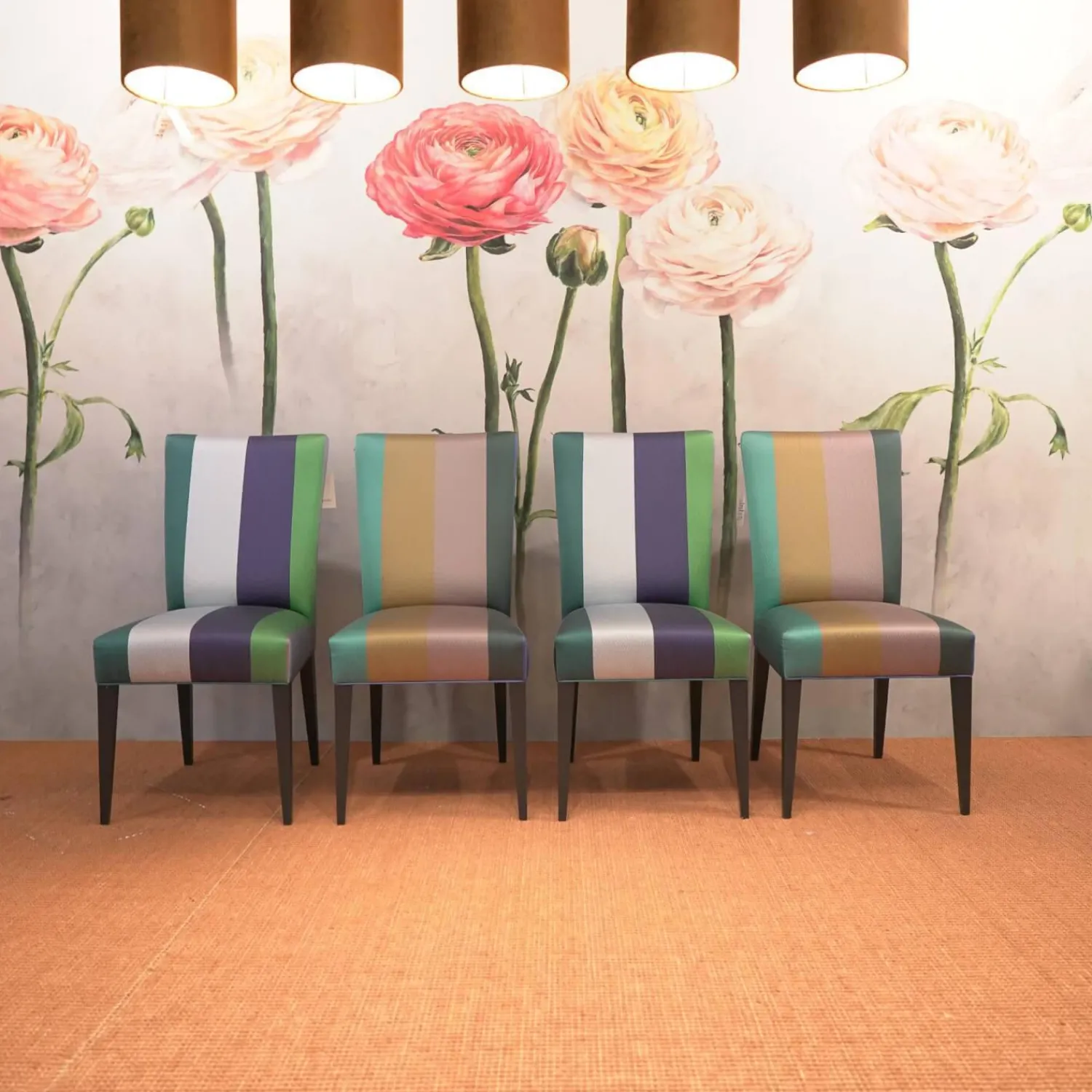 Puhlmann Stuhlsets|4er-Set Stuhlgruppe Lea Stoff Saarika Azure Buche Anthrazit