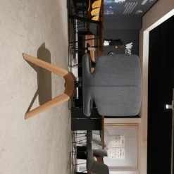 Team 7 Stuhlsets|2er-Set Suhl Aye Asdoa Stoff Canvas Hellblau Gestell Eiche Weißöl ohne Armlehnen