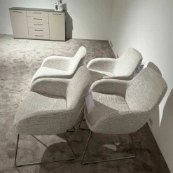 Musterring Stuhlsets|6er-Set Tavia Schalensessel Stoff JAB 16070 Grau Kufengestell Edelstahl