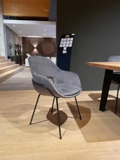 Freifrau Stuhlsets|5er-Set Theia Stühle Stoff Smart Elephant Grau Stahlgestell Tiefschwarz