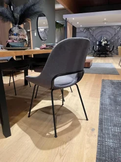 Freifrau Stuhlsets|5er-Set Theia Stühle Stoff Smart Elephant Grau Stahlgestell Tiefschwarz