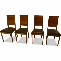 Scholtissek Stuhlsets|4er-Set Varell Amerikanische Kirsche Geölt Lederbezogen