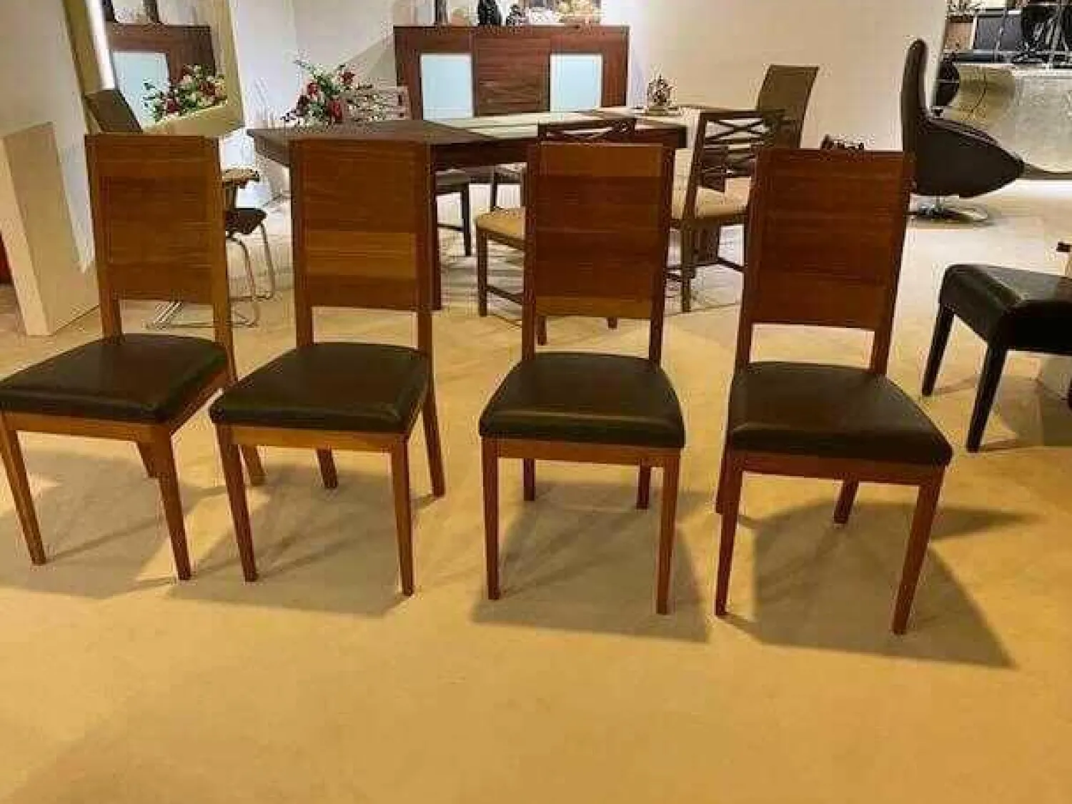 Scholtissek Stuhlsets|4er-Set Varell Amerikanische Kirsche Geölt Lederbezogen