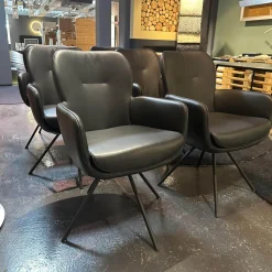 Gealux Stuhlsets|6er-Set Vierfußstuhl Leder Polo 1045 Schwarz Gestell Schwarz Drehbar Inklusive Filzgleiter