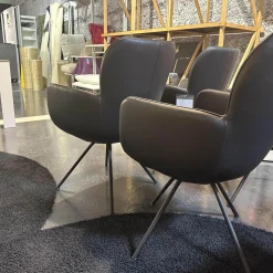 Gealux Stuhlsets|6er-Set Vierfußstuhl Leder Polo 1045 Schwarz Gestell Schwarz Drehbar Inklusive Filzgleiter