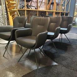 Gealux Stuhlsets|6er-Set Vierfußstuhl Leder Polo 1045 Schwarz Gestell Schwarz Drehbar Inklusive Filzgleiter