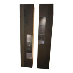 Venjakob Vitrinen & Highboards|2er-Set Vitrine Cosmo Eiche Rustico Stone Braun Grau Inklusive LED Beleuchtung
