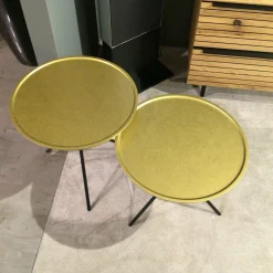 Ronald Schmitt Design Beistelltische|2er-Set WK866 8100062 MDF Gold Gestell Schwarz Lack