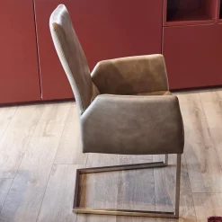 WK Wohnen Stuhlsets|6er-Stuhl Set WK 700 Leder Dakar Classic Greystone Gestell Edelstahl Quadratrohr