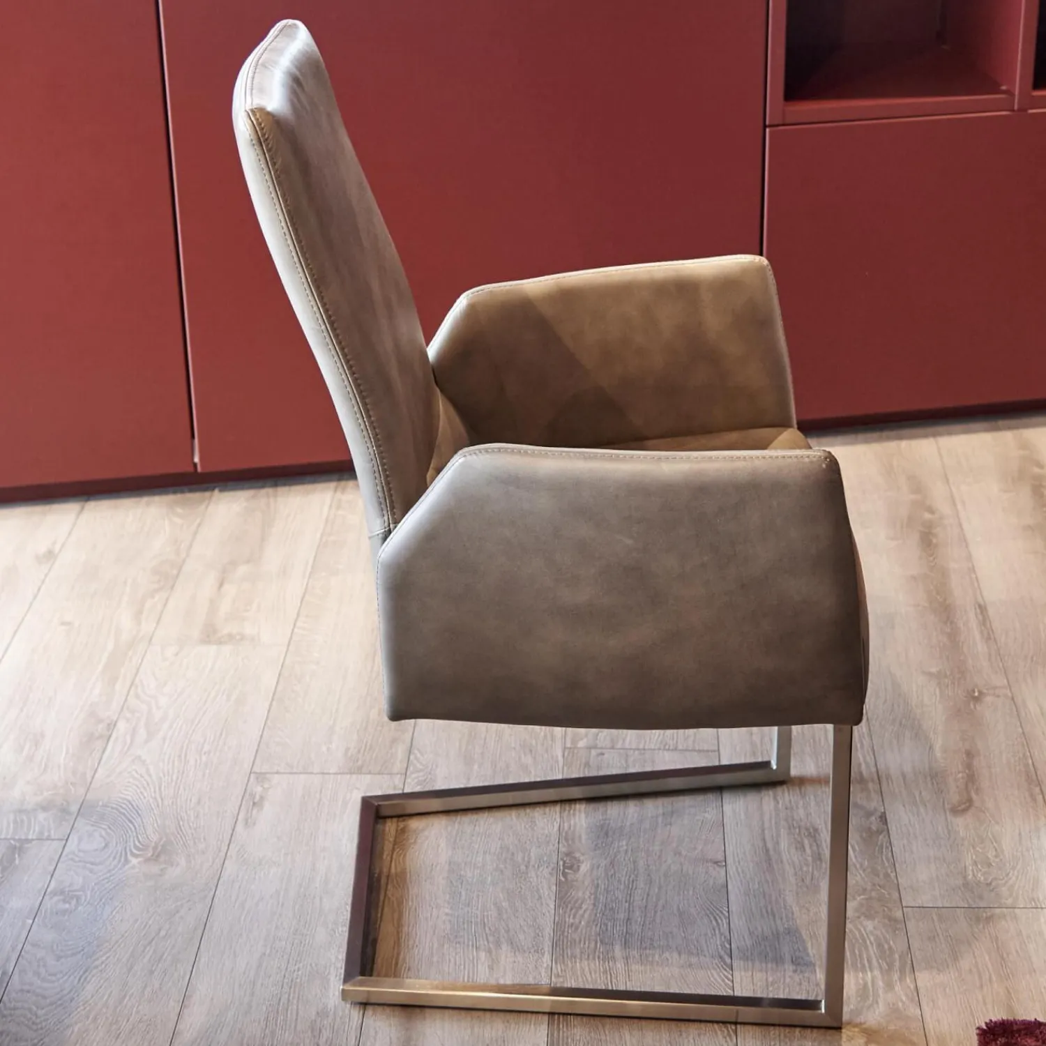 WK Wohnen Stuhlsets|6er-Stuhl Set WK 700 Leder Dakar Classic Greystone Gestell Edelstahl Quadratrohr