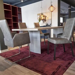 WK Wohnen Stuhlsets|6er-Stuhl Set WK 700 Leder Dakar Classic Greystone Gestell Edelstahl Quadratrohr