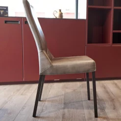 WK Wohnen Stuhlsets|6er-Stuhl Set WK 700 Leder Dakar Classic Greystone Gestell Edelstahl Quadratrohr