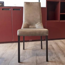 WK Wohnen Stuhlsets|6er-Stuhl Set WK 700 Leder Dakar Classic Greystone Gestell Edelstahl Quadratrohr