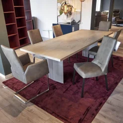 WK Wohnen Stuhlsets|6er-Stuhl Set WK 700 Leder Dakar Classic Greystone Gestell Edelstahl Quadratrohr