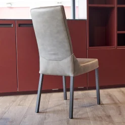 WK Wohnen Stuhlsets|6er-Stuhl Set WK 700 Leder Dakar Classic Greystone Gestell Edelstahl Quadratrohr