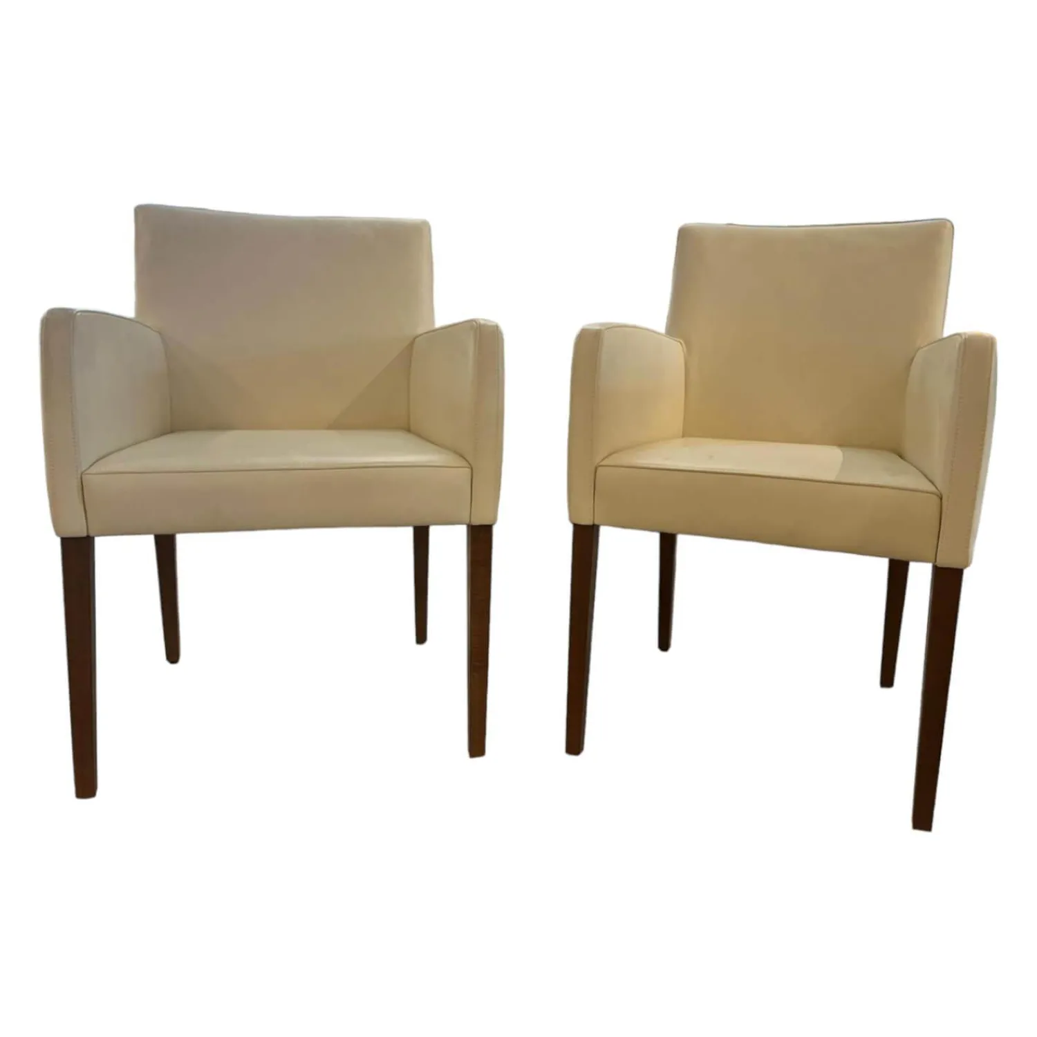 Christine Kröncke Stuhlsets|2er-Stuhl-Set Dinner Leder Comfort Offwhite Weiß