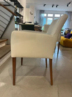 Christine Kröncke Stuhlsets|2er-Stuhl-Set Dinner Leder Comfort Offwhite Weiß