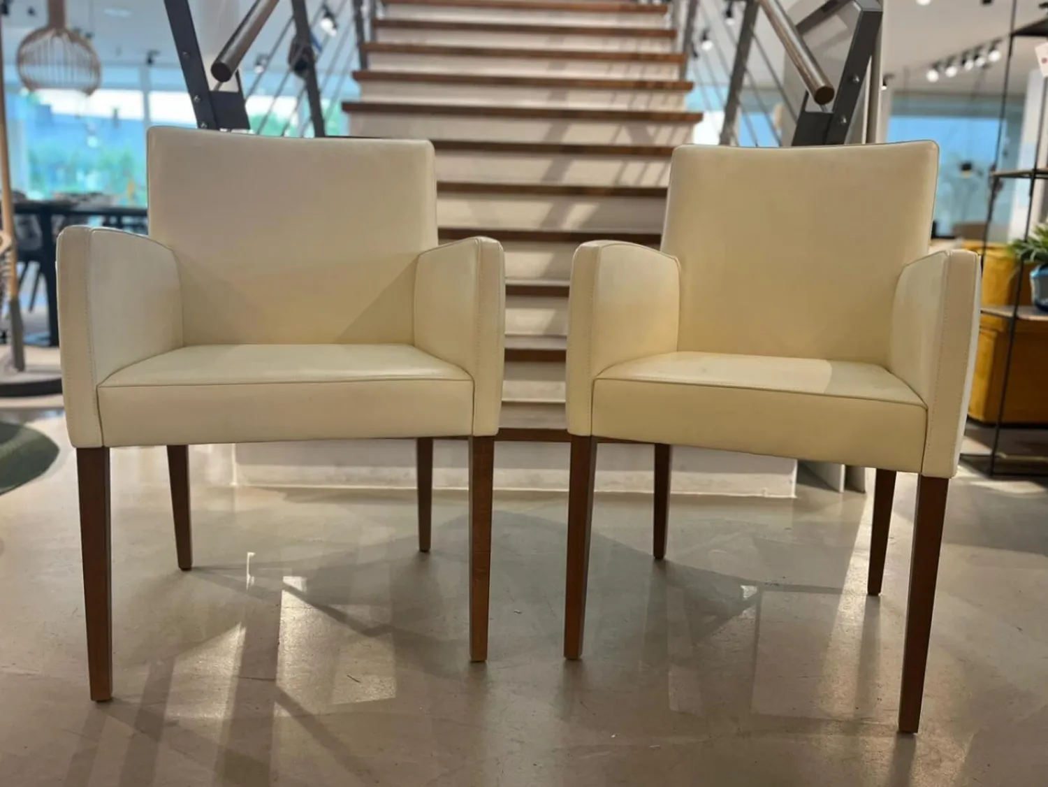 Christine Kröncke Stuhlsets|2er-Stuhl-Set Dinner Leder Comfort Offwhite Weiß