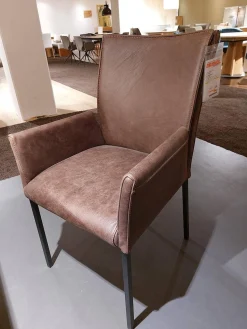 Global Stuhlsets|6er-Stuhlset Floriana 2 Armlehnenstühle 4 Freischwinger Leder Sierra Walnut Braun Stoff Oasis Wood