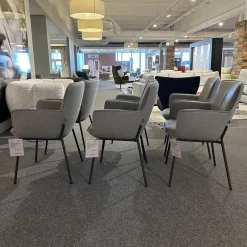 Rolf Benz Stuhlsets|6er-Stuhlset K-Stu 655 + RSA-Stu 655 Koprus In Leder 38.101 Steingrau Rückenschale In Stoff 28.101 Signalgrau/Taubenblau Meliert Gestell Vierfuß Rundrohr Stahl Glatt Pulverbeschichtet Seidenmatt Umbragrau