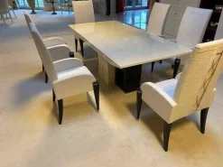 Turri Stuhlsets|6er-Stuhlset Ouvertüre Stoff Creme Matt Füße Schwarz Lackiert