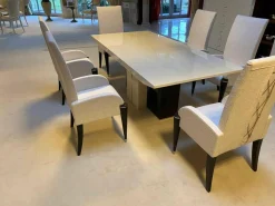 Turri Stuhlsets|6er-Stuhlset Ouvertüre Stoff Creme Matt Füße Schwarz Lackiert