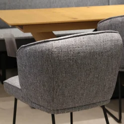 K+W Essgruppen|Essgruppe 5503 Tischplatte Asteiche Bianco Furniert Stoff Niagara Blue Blau