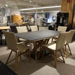 Bacher Essgruppen|Essgruppe Aiden Und Acos Eiche Massiv Natur Gewachst Leder Genua Ivory Creme