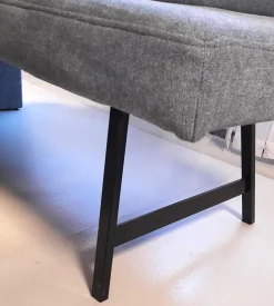 Schösswender Essgruppen|Essgruppe Esstisch Eiche Furniert Tischbeine Schwarz Esszimmerbank 1 Stuhl Arizona Stoff Blaugrau