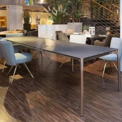 Venjakob Essgruppen|Essgruppe Esstisch Mio LS 010417 Platte Keramik Basalto Grau Gestell Edellstahloptik Mit 6 Stühlen Leva Bezug Soff Alicante Türkis