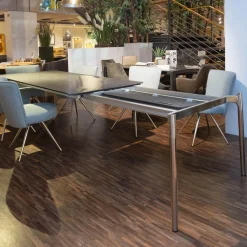 Venjakob Essgruppen|Essgruppe Esstisch Mio LS 010417 Platte Keramik Basalto Grau Gestell Edellstahloptik Mit 6 Stühlen Leva Bezug Soff Alicante Türkis