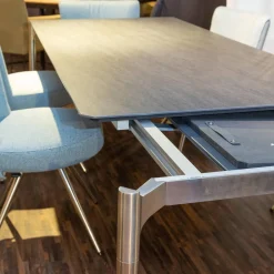 Venjakob Essgruppen|Essgruppe Esstisch Mio LS 010417 Platte Keramik Basalto Grau Gestell Edellstahloptik Mit 6 Stühlen Leva Bezug Soff Alicante Türkis