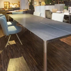 Venjakob Essgruppen|Essgruppe Esstisch Mio LS 010417 Platte Keramik Basalto Grau Gestell Edellstahloptik Mit 6 Stühlen Leva Bezug Soff Alicante Türkis