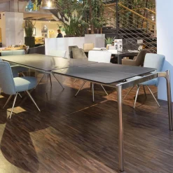 Venjakob Essgruppen|Essgruppe Esstisch Mio LS 010417 Platte Keramik Basalto Grau Gestell Edellstahloptik Mit 6 Stühlen Leva Bezug Soff Alicante Türkis