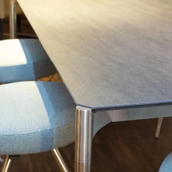 Venjakob Essgruppen|Essgruppe Esstisch Mio LS 010417 Platte Keramik Basalto Grau Gestell Edellstahloptik Mit 6 Stühlen Leva Bezug Soff Alicante Türkis