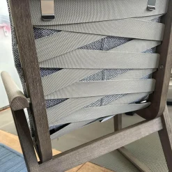 B&B Italia Essgruppen|Essgruppe Gio Outdoor Teak Antique Grey Stühle Bezug Stoff Ecate Blau Weiß