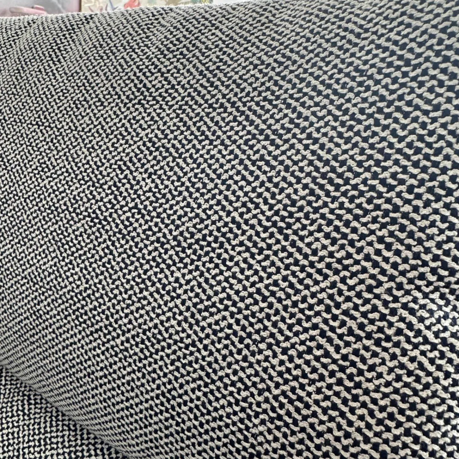 B&B Italia Essgruppen|Essgruppe Gio Outdoor Teak Antique Grey Stühle Bezug Stoff Ecate Blau Weiß