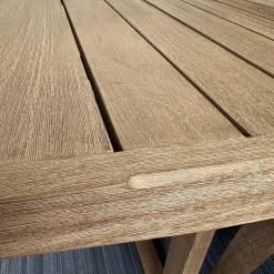 B&B Italia Essgruppen|Essgruppe Gio Outdoor Teak Antique Grey Stühle Bezug Stoff Ecate Blau Weiß