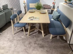 Anrei Essgruppen|Essgruppe Juna Esche Gebürstet Weiß-Geölt Tisch Stühle Bank