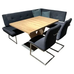 K+W Essgruppen|Essgruppe Kubic 4511 Platte Arsian Eiche Nachbildung Stoff 2250 58 Marine Blau Inklusive 2 Kissen