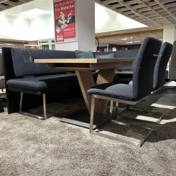 K+W Essgruppen|Essgruppe Kubic 4511 Platte Arsian Eiche Nachbildung Stoff 2250 58 Marine Blau Inklusive 2 Kissen