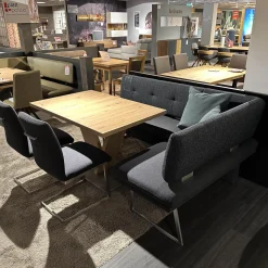 K+W Essgruppen|Essgruppe Kubic 4511 Platte Arsian Eiche Nachbildung Stoff 2250 58 Marine Blau Inklusive 2 Kissen