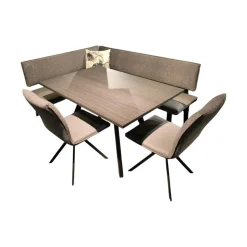 Schösswender Essgruppen|Essgruppe Malta 100 Stoff Wizard 07 Mittelgrau Grau Und Sigma 23 Grau Gestell Metall Schwarz Tisch Oak Grau