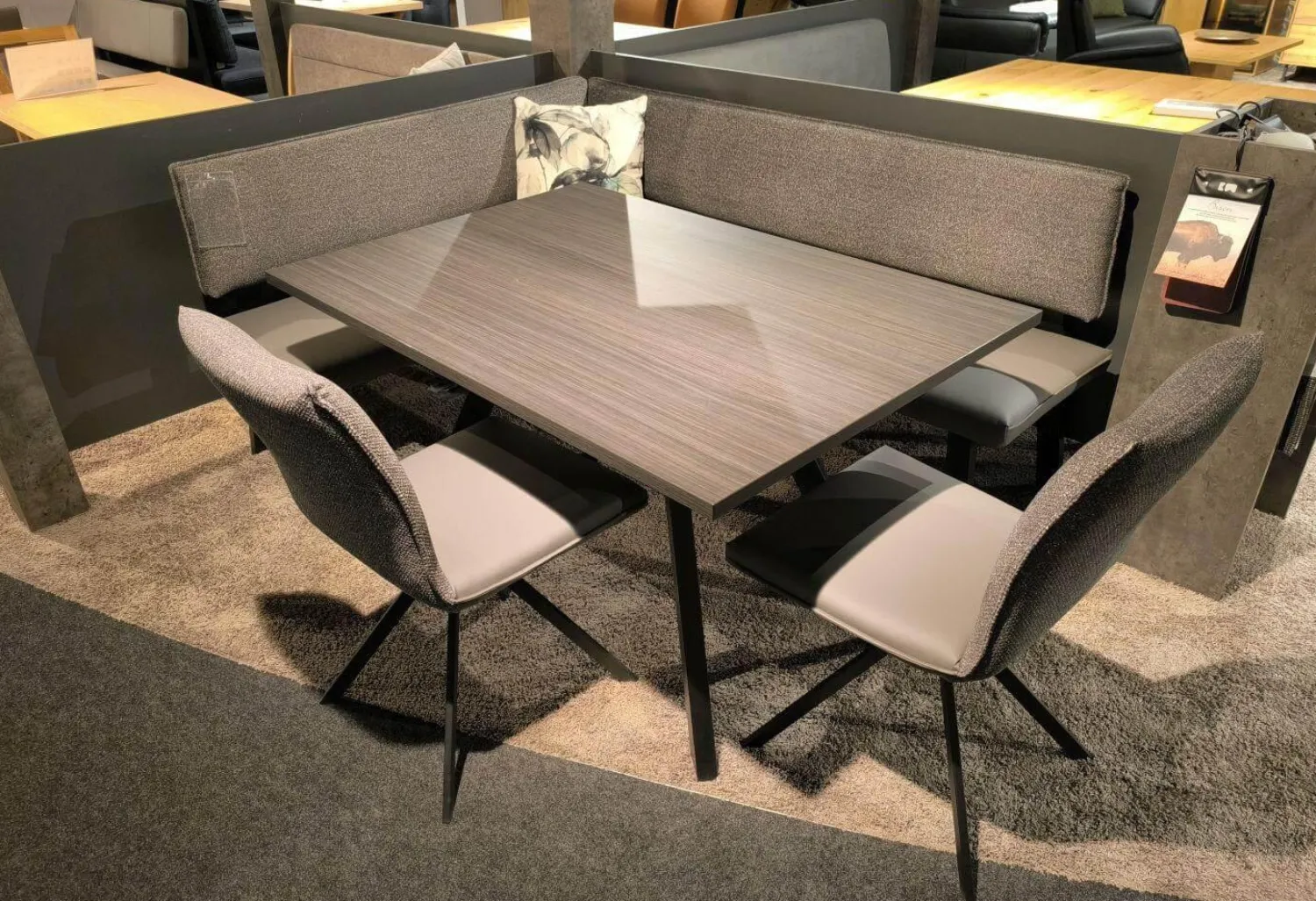 Schösswender Essgruppen|Essgruppe Malta 100 Stoff Wizard 07 Mittelgrau Grau Und Sigma 23 Grau Gestell Metall Schwarz Tisch Oak Grau