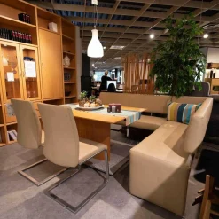 Musterring Essgruppen|Essgruppe MR 2000 Tisch Kernbuche Geölt Sockel Granit Mit Bank Und 2 Freischwingern