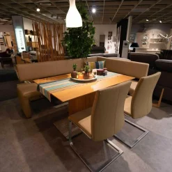 Musterring Essgruppen|Essgruppe MR 2000 Tisch Kernbuche Geölt Sockel Granit Mit Bank Und 2 Freischwingern