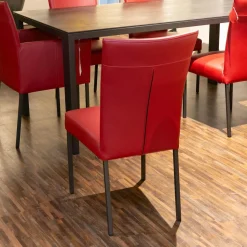 Musterring Essgruppen|Essgruppe Nova Bezug Leder Tendens Paprika Rot Tischplatte Keramik Onix Darknight