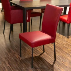 Musterring Essgruppen|Essgruppe Nova Bezug Leder Tendens Paprika Rot Tischplatte Keramik Onix Darknight