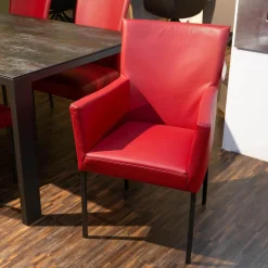 Musterring Essgruppen|Essgruppe Nova Bezug Leder Tendens Paprika Rot Tischplatte Keramik Onix Darknight