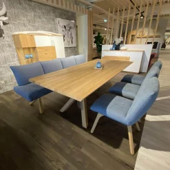 Wimmer Essgruppen|Essgruppe Signatura In Rustikal Asteiche Bianco Polsterbezug Grau Blau Mit 3 Stühlen Milo